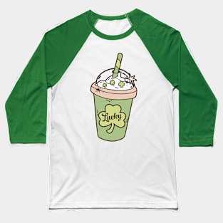 Lucky Cup Of Coffee Latte St Patricks Day Shamrock Clover Baseball T-Shirt